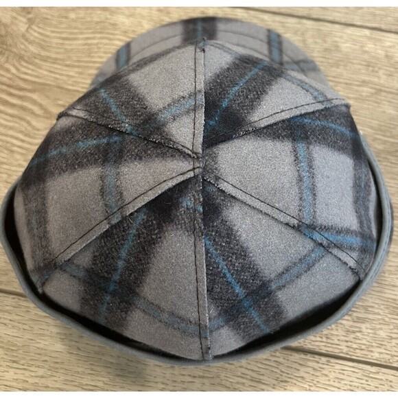 Stormy Kromer 1903 Metal SK Logo Blue Plaid Wool Hat Cap Size 6 1/8 US - Picture 4 of 7